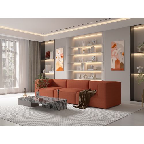 CANAPÉ TETRIS ORANGE 3 PLACES