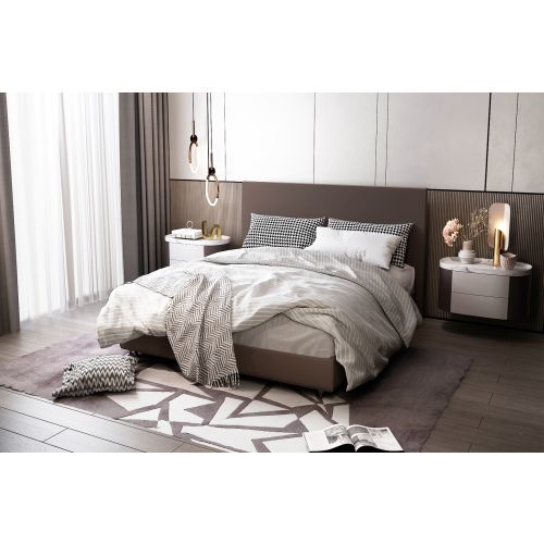 CHAMBRE À COUCHER ZEN SIMILI CUIR MARRON