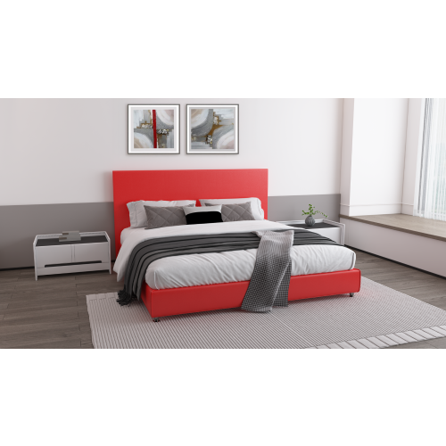 CHAMBRE À COUCHER ZEN SIMILI CUIR ROUGE
