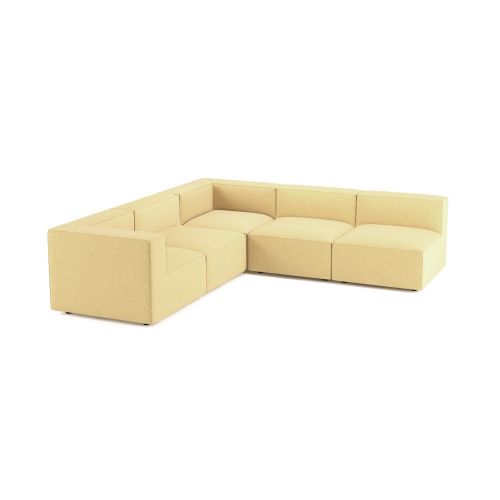 CANAPÉ TETRIS JAUNE MOUTARDE, 5 PLACES, VERSION DROITE