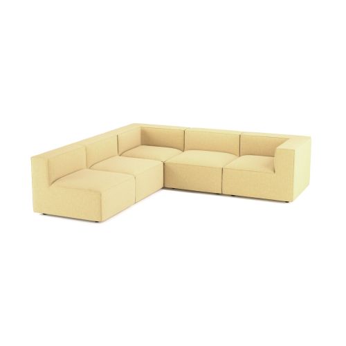 CANAPÉ TETRIS JAUNE MOUTARDE, 5 PLACES, VERSION GAUCHE