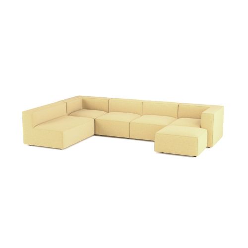 CANAPÉ TETRIS JAUNE MOUTARDE, 6 PLACES, VERSION DROITE