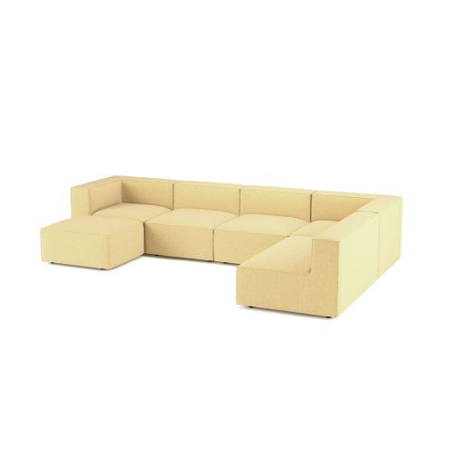 CANAPÉ TETRIS JAUNE MOUTARDE, 6 PLACES, VERSION GAUCHE