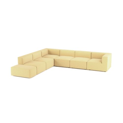 CANAPÉ TETRIS JAUNE MOUTARDE, 7 PLACES, VERSION GAUCHE